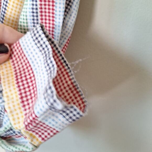 Vtg 70s 80s Primary Color Stripe Pointed Collar Button Up Shirt Size 8 Girls Top - Picture 5 of 8